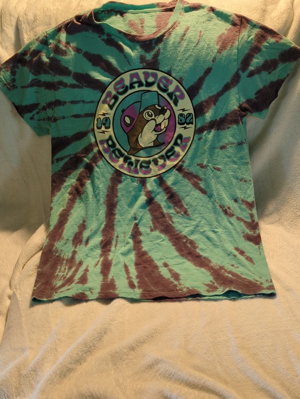 Beaver Graphic Tie-Dye Short Sleeve Tee - Teal & Purple